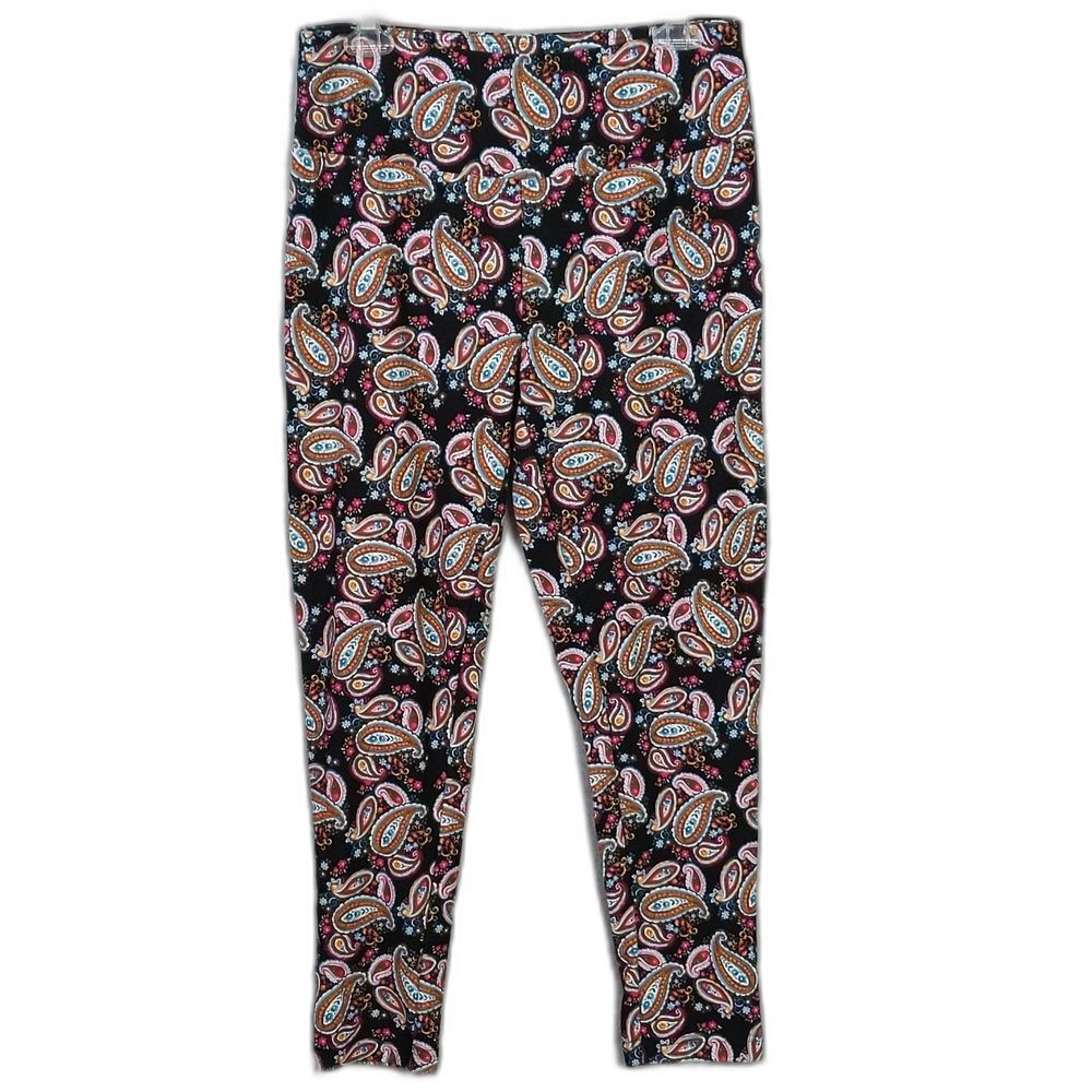 Terra & Sky Multicolor Black Paisley Leggings Women's OX 14W